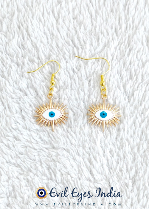 White Evil Eye Earrings