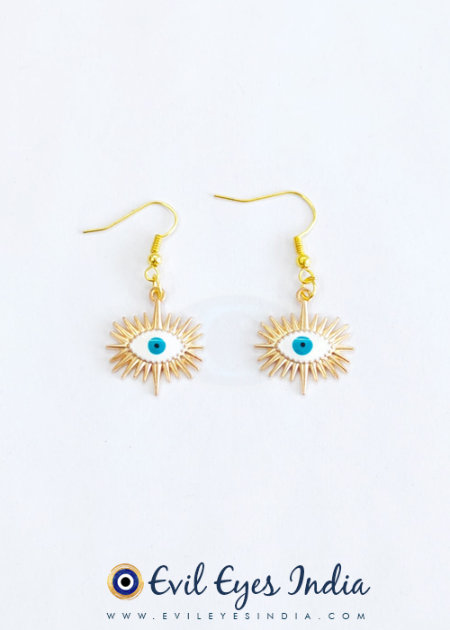 White Evil Eye Earrings