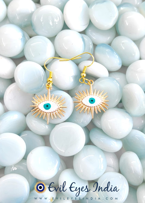 White Evil Eye Earrings