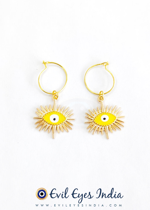 Yellow Evil Eye Earrings