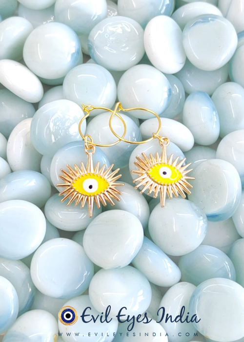 Yellow Evil Eye Earrings