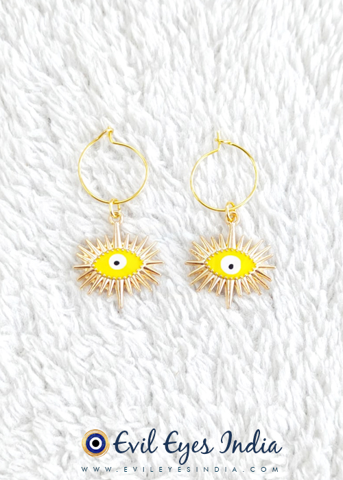 Yellow Evil Eye Earrings