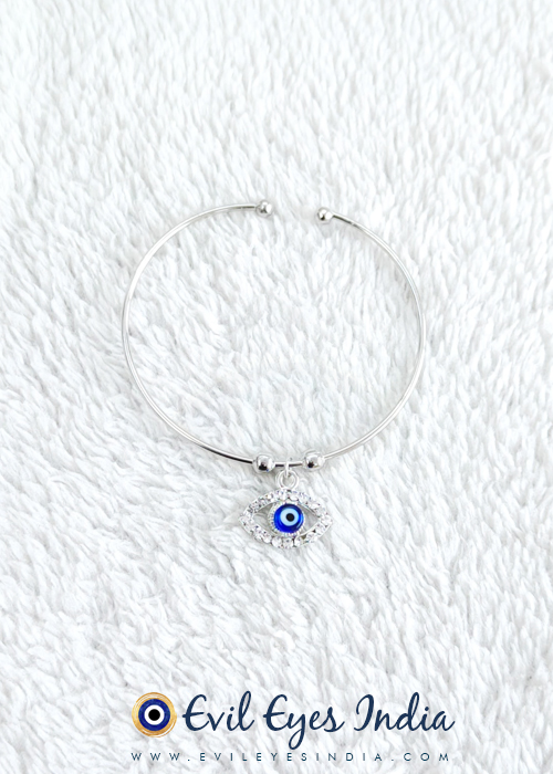 Pretty Evil Eye Bangle - Silver