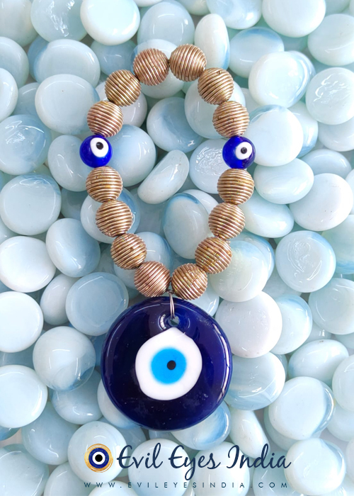 Evil Eye Hanging with Matt Golden Beads