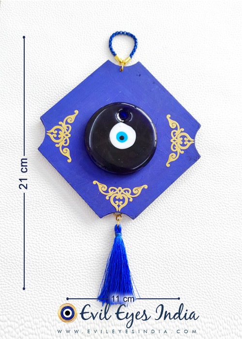 Abstract Shape Evil Eye Hanging with Metallic Golden Borders