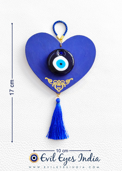 Heart Shaped Evil Eye Hanging with Golden Borders