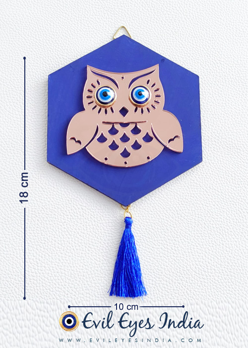 Hexagon Shaped Evil Eye Hanging with Owl