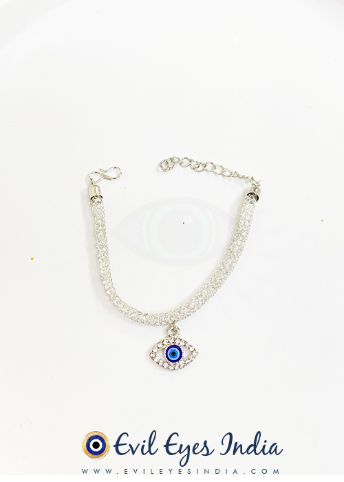 Evil Eye Bracelet in White Metal