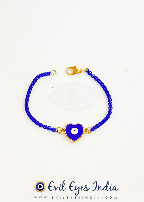 Evil Eye Bracelet in Blue Metallic Chain