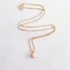 Delicate Evil Eye Pendant in Golden Plated Chain - Peach
