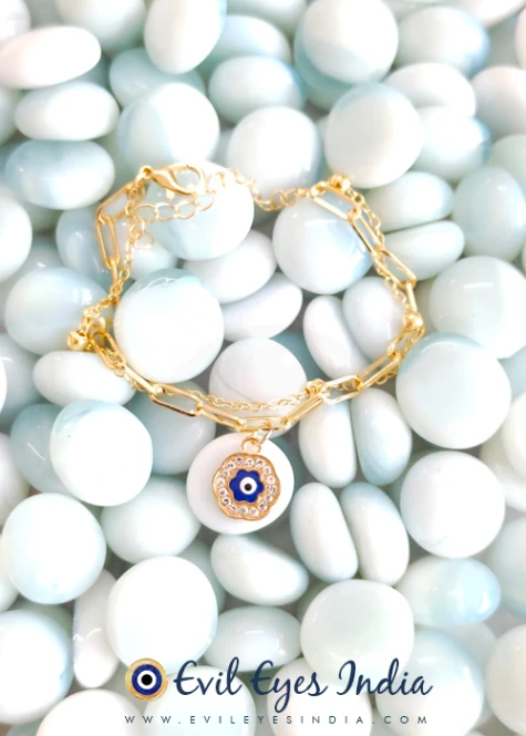 Intricate Evil Eye Bracelet with Twin Chains