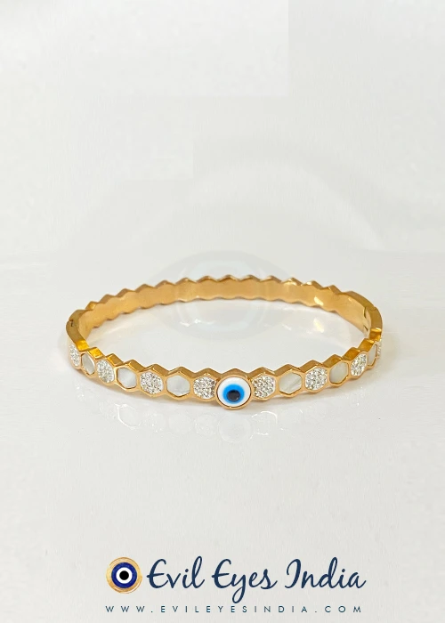 Evil Eye Bangle with Mother of Pearls and Diamantes