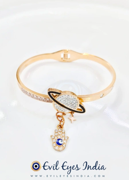 Evil Eye Bangle with Hamsa Droplet