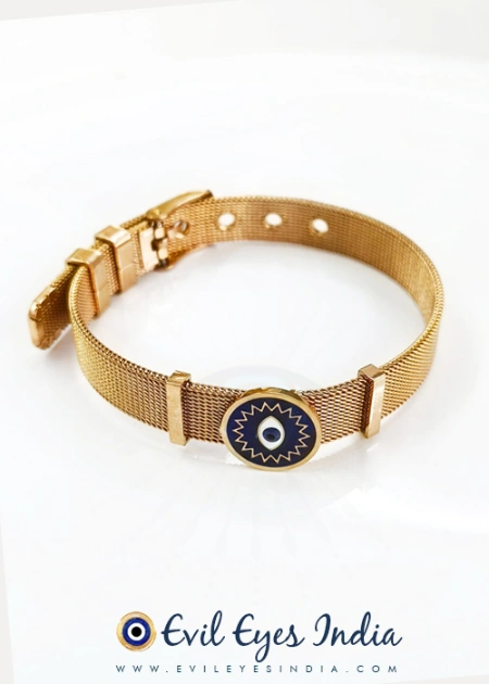 Elegant Rose Gold Evil Eye Wristband