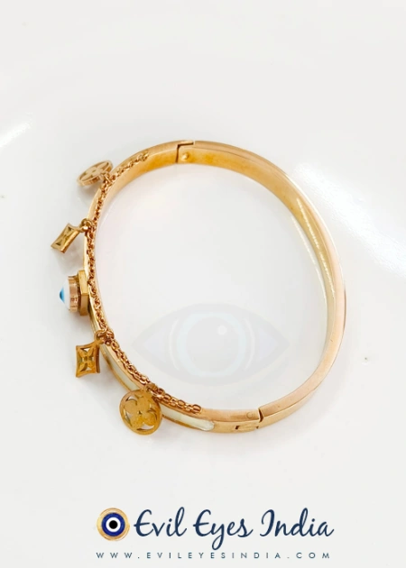 Mother of Pearl Evil Eye Bangle with Droplets