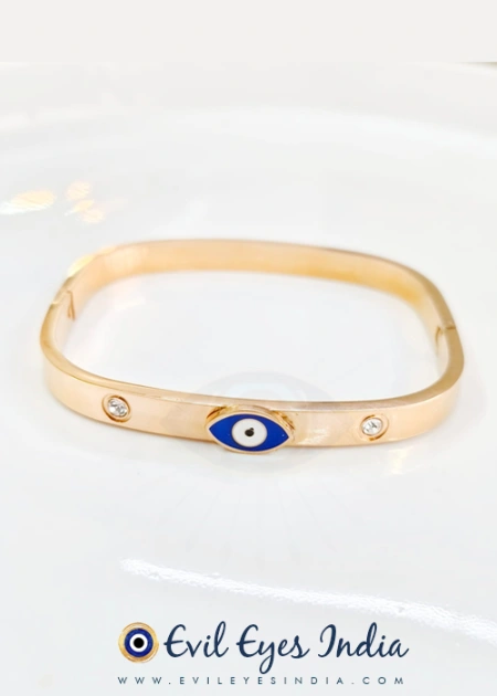 Square Evil Eye Bangle - Golden