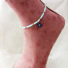Evil Eye Anklet with Turquoise coloured beads