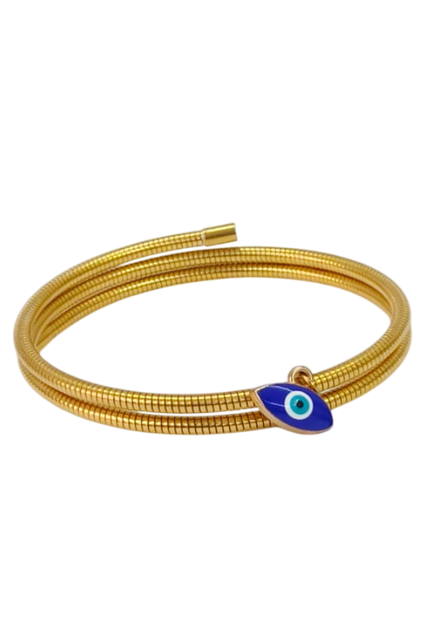 Gold-Plated Evil Eye Flexible Bangle
