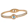 Rose Gold Evil Eye Bangle with Crystal Accents