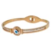 Rose Gold Evil Eye Bangle with Crystal Accents