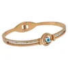Rose Gold Evil Eye Bangle with Crystal Accents