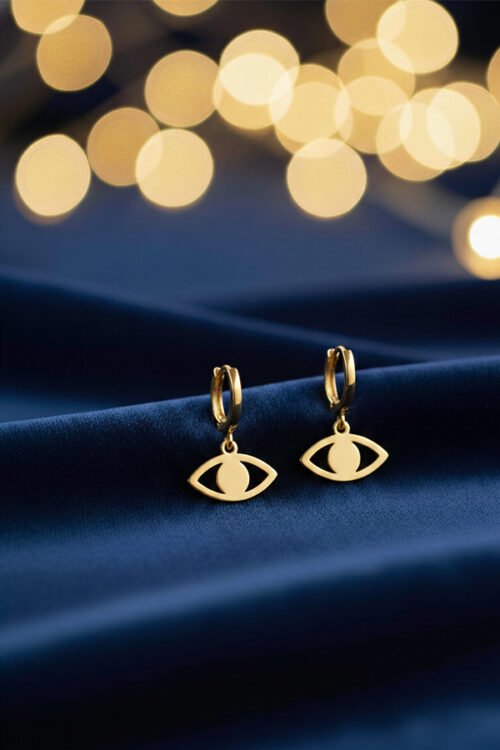 Elegant Evil Eye Golden Hoop Earrings