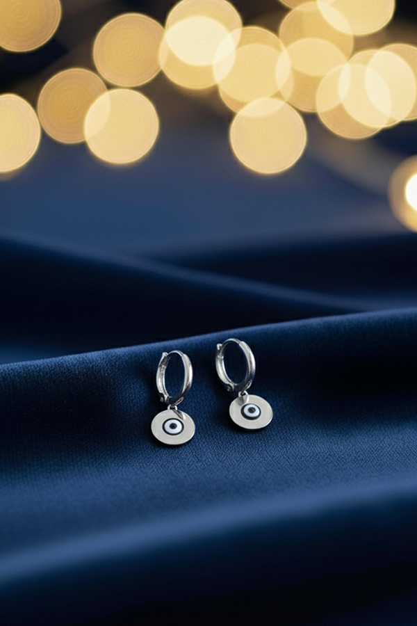 Silver Evil Eye Hoop Earrings – Timeless Protection & Elegance