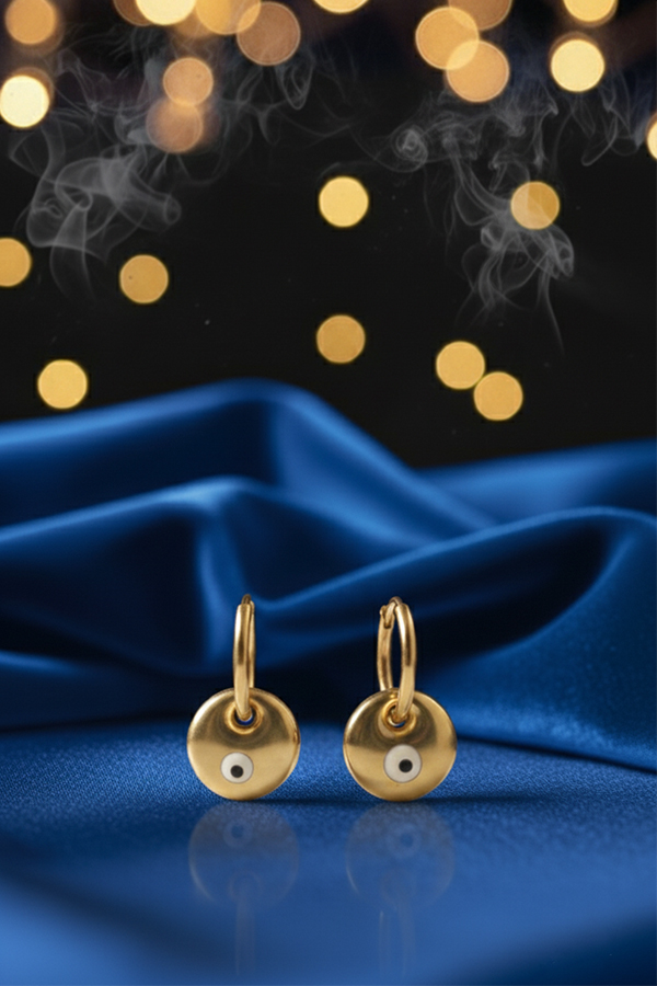 Golden Evil Eye Hoop Earrings – Timeless Charm & Protection
