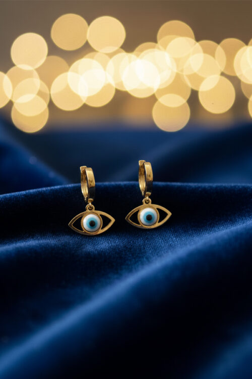 Classic Gold Evil Eye Hoop Earrings – Stylish Protection Charm