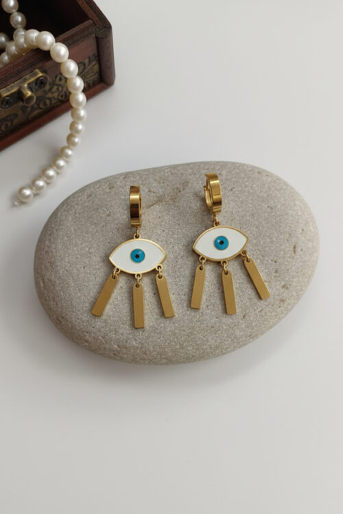 Gold Evil Eye Statement Dangle Earrings