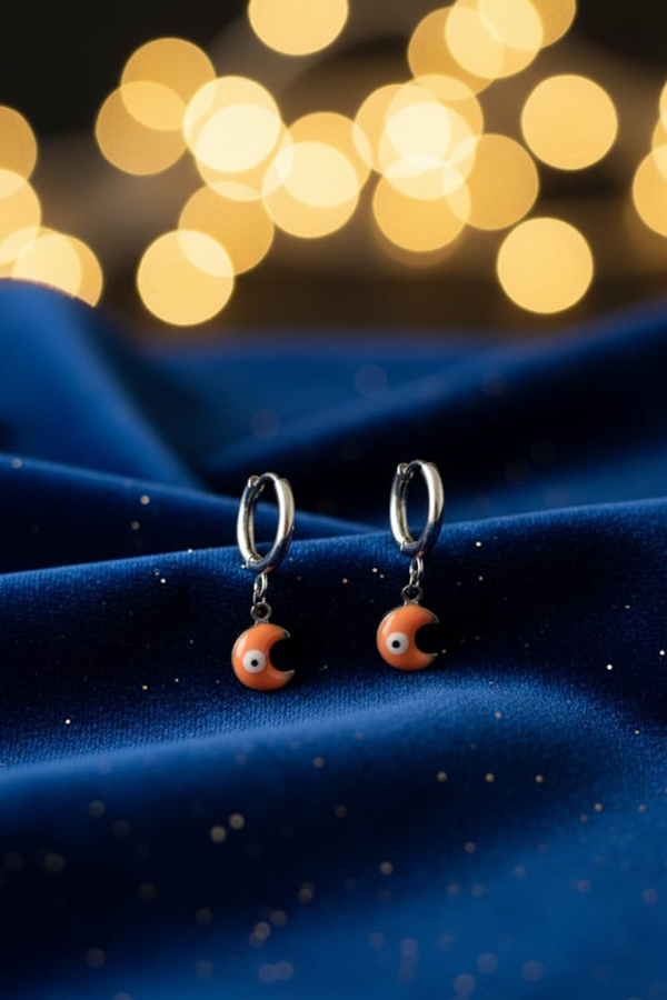 Playful Orange Crescent Earrings – Funky Charm for Everyday Glow