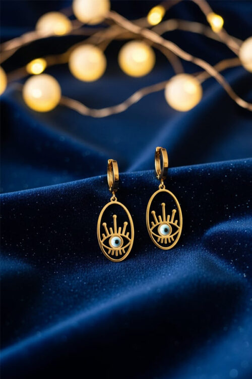 Golden Radiant Eye Earrings – Emblem of Strength & Serenity