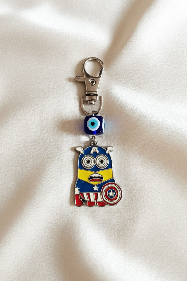 Fun Captain Minion & Evil Eye Charm Keychain