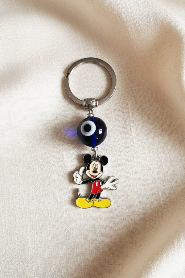 Disney Mickey Mouse Charm Keychain with Dark Blue Evil Eye Protection