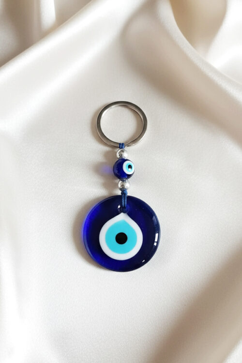 Classic Deep Blue Glass Evil Eye Protection Keychain