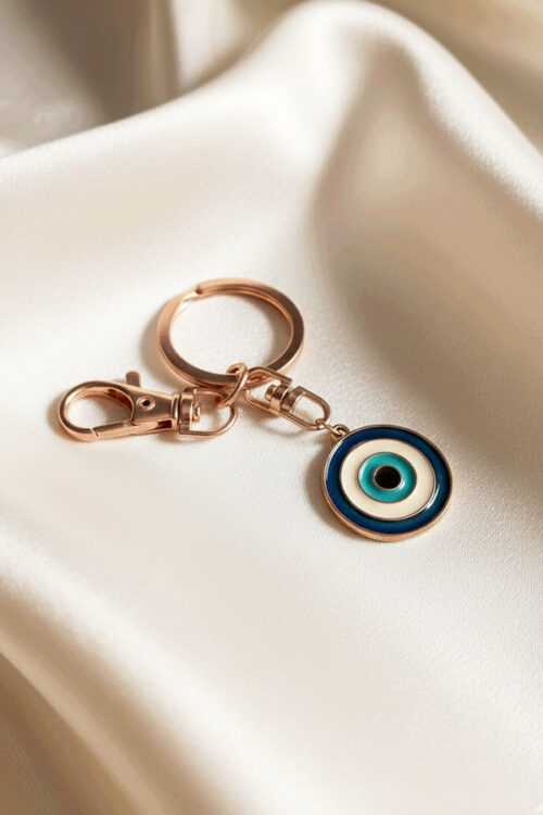 Elegant Rose Gold Evil Eye Medallion Keychain