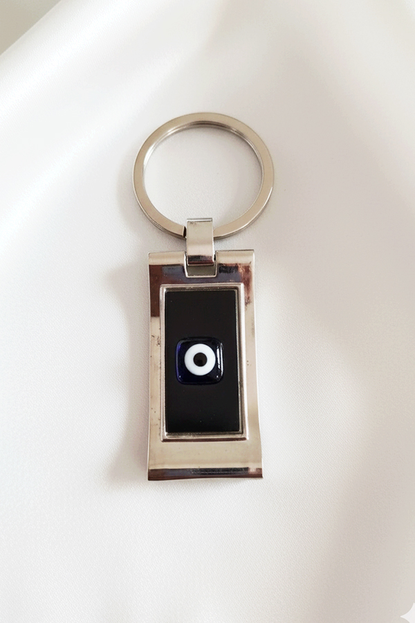 Executive Silver & Black Evil Eye Keychain - Modern Protection Talisman