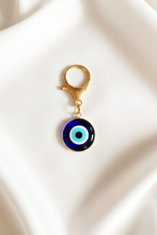 Classic Gold-Toned Evil Eye Charm with Glass Medallion