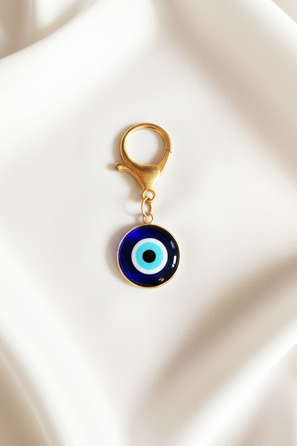 Classic Gold-Toned Evil Eye Charm with Glass Medallion