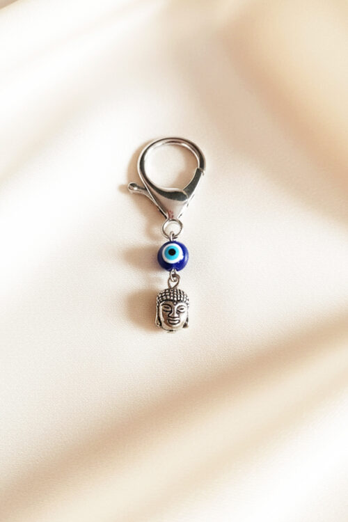 Spiritual Silver Buddha & Evil Eye Charm Clip