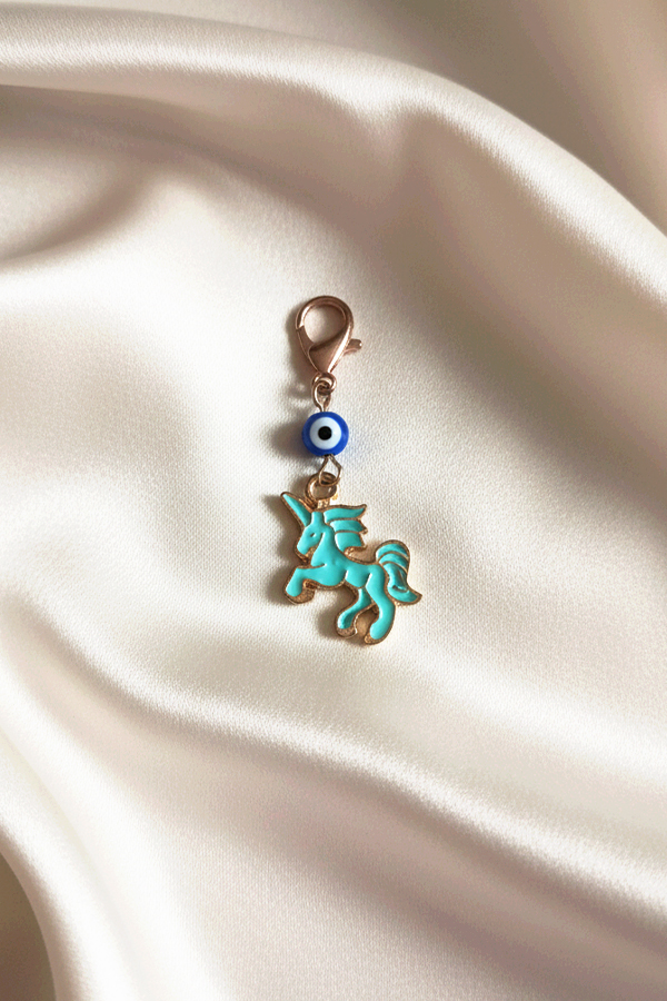 Magical Unicorn & Evil Eye Clip-On Charm in Rose Gold