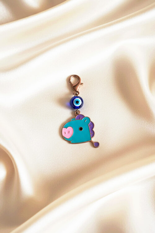 Cute Mang & Evil Eye Charm Clip in Rose Gold Tone