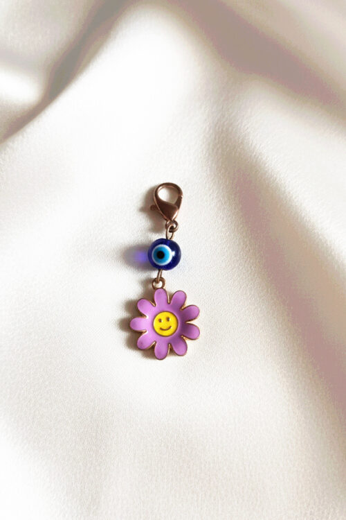 Playful Daisy Flower Clip-On Charm with Evil Eye Protection
