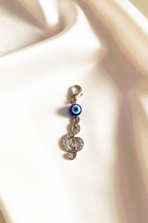 Sparkling Silver Treble Clef & Evil Eye Charm Clip