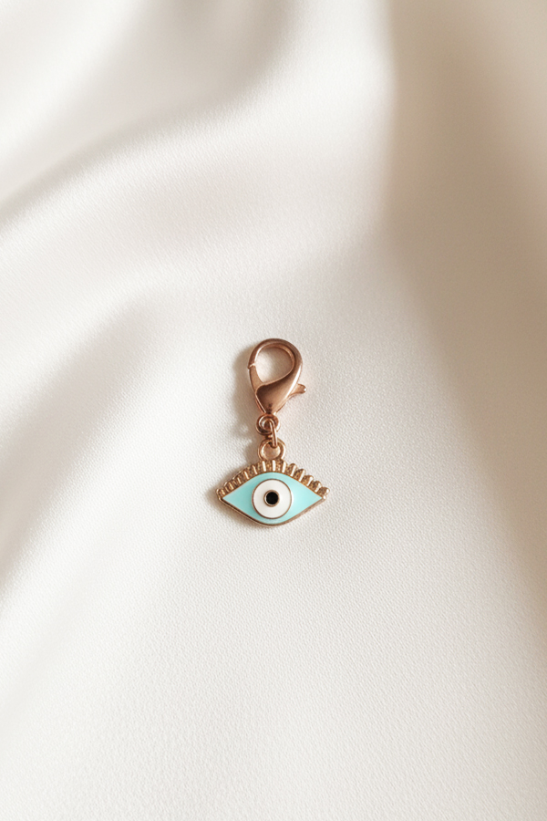 Chic Rose Gold Enamel Evil Eye Lash Charm Clip
