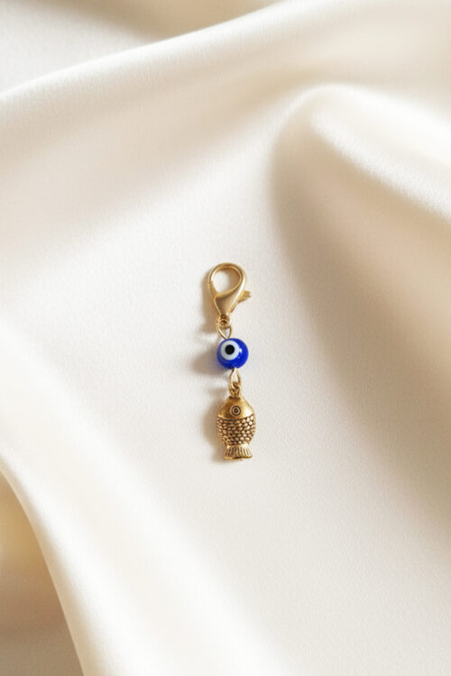Gold Evil Eye & Lucky Fish Charm Clip
