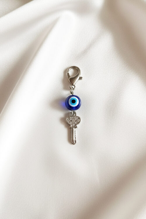 Silver Evil Eye Clip-On Key Shaped Charm