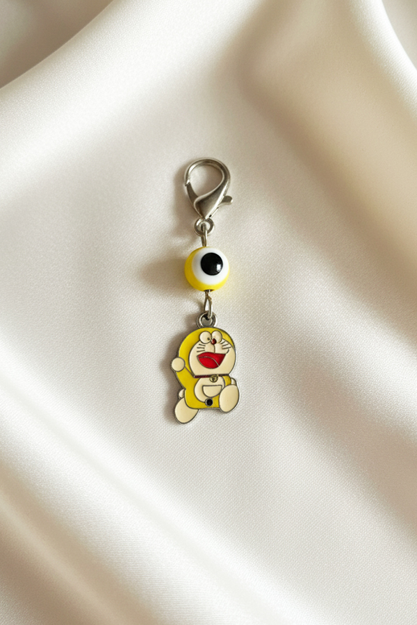 Fun Yellow Doraemon Charm Clip with Evil Eye Protection