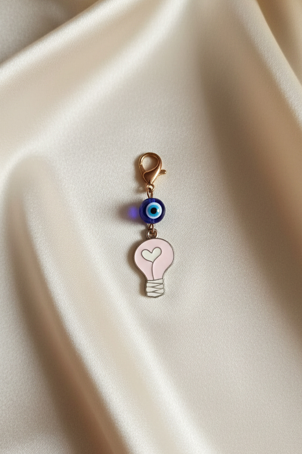 Creative Pink Lightbulb & Evil Eye Charm Clip