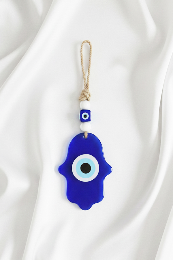 Traditional Glass Hamsa Hand & Evil Eye Protection Hanging